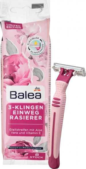 Жіночі станки для гоління на 3 леза Balea 3-Klingen Einweg Rasierer 8шт