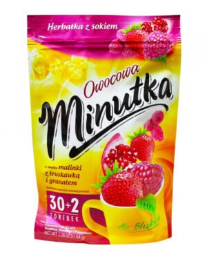 Чай в пакетах Minutka з малиною, полуницею та гранатом 30+2 пакетики