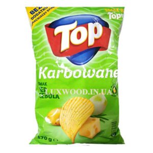 Чіпси Top Karbowane 170г з смаком цибулі та сиру