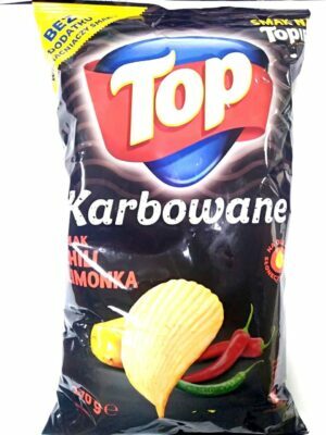 Чіпси Top Karbowane 170г з смаком лайму та перцю чилі