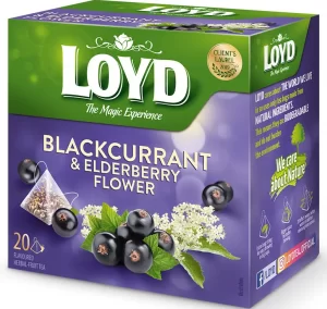 Чай в пірамідках Loyd Blackcurrant & edelbberry flowers чорна смородина та цвіт бузини 20 пакетів