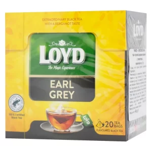 Чорний чай в пірамідках Loyd Earl Grey з бергамотом 20 пакетів