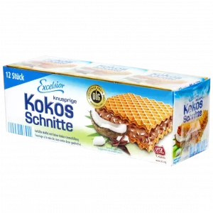 Вафлі Exelsior Kokos 250г (12шт) з кокосовою начинкою