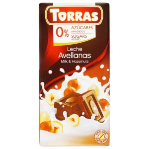 Молочний шоколад без цукру Torras 75г з фундуком (12/ящ)