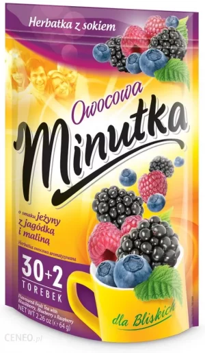 Чай в пакетах Minutka ожина,чорниця та малина 30+2 пакетики