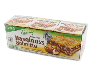 Вафлі Exelsior Haselnuss 250г (12шт) з горіховою начинкою