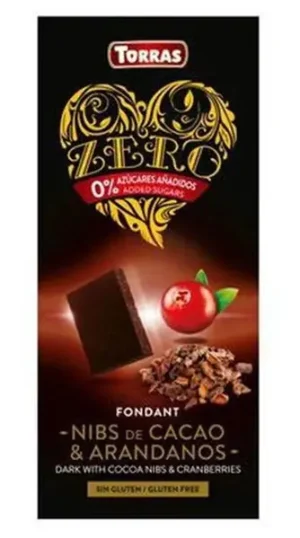 Шоколад без цукру Torras Zero з журавлиною, 125 г