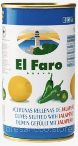 Оливки El Faro з перцем халапеньйо, ж/б, 350 г