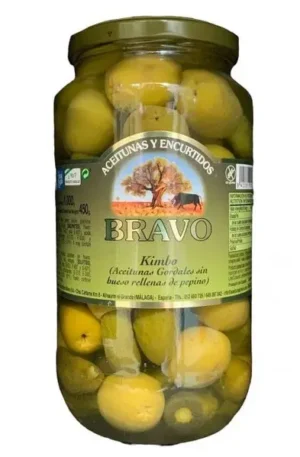 Оливки гіганти Bravo фаршировані огірком, 1000 г (6 шт/ящ)
