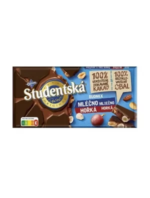 Шоколад молочний Studentska Pecet 180г (молочно-чорна)