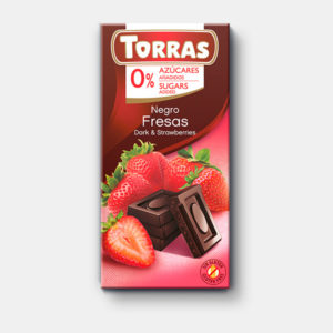 Чорний шоколад без цукру Torras 75г з полуницею (12/ящ)