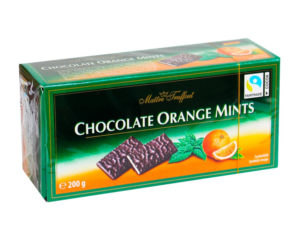 Шоколадні цукерки з апельсином та м'ятою Maitre Truffout Thins Orange 200г