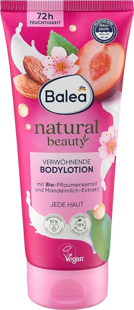 Лосйон для тіла Balea Natural beauty 200мл  Персик-мигдаль 4066447438727