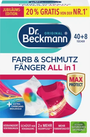 Серветки для прання Dr.Beckmann Farb&Schmutz 40+8=48шт для відновлення кольору (8/ящ) 4008455061511