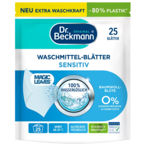 Серветки для делікатного прання Dr.Beckmann Magic Leaves Sensitiv 25шт (10/ящ) 4008455088211