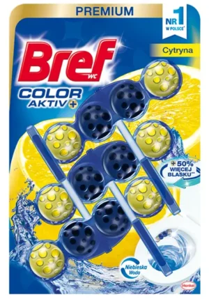 Туалетний блок + барвник для води Bref Premium Colour Lemon 3*50г (9/ящ)