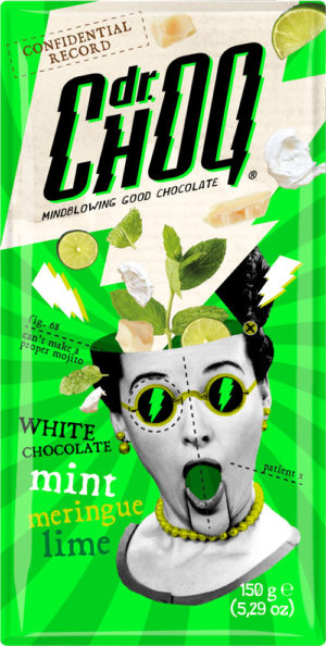 Шоколад Dr.Choq White mint meringue lime 150г меренга з м'ятою та лайм (12/ящ)