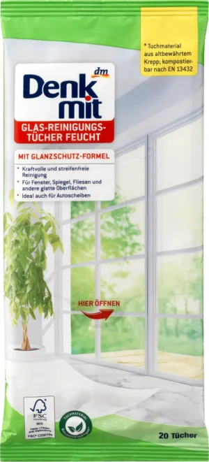 Серветки для чищення скляних поверхонь Denkmit Glas- Reiniger Tucher 20шт
