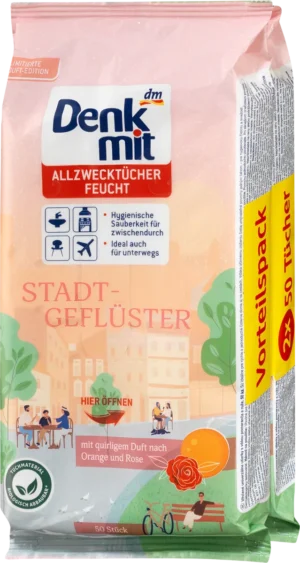 Універсальні серветки для прибирання Denkmit Allzwecktucher Stadt-Gefluster Duft 50шт класичні