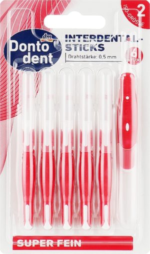 Міжзубні щітки Dontodent interdental-Sticks Super Fein (червоні)