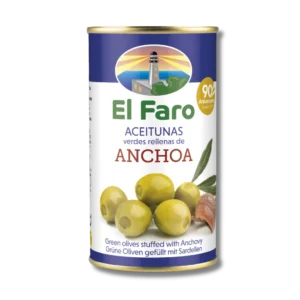 Оливки El Faro Anchoa з анчоусами ж/б 350г 8410813202409