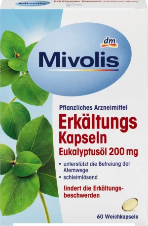 Льодяники від болю в горлі та проти кашлю Mivolis Erkaltungs Kapseln 60шт