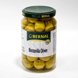 Оливки зелені Bernal Manzanilla без кісточки (скло), 300 г. (12 шт/ящ.)