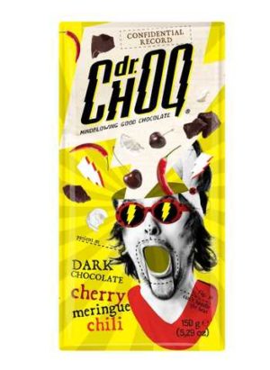 Шоколад Dr.Choq Cherry meringue chili 150г чорний шоколад з вишнею та чилі (12/ящ)