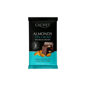 Бельгійський чорний шоколад Cachet з мигдальним горіхом 54% cacao 300г (12/ящ)