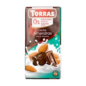 Молочний шоколад без цукру Torras 75г з мигдальним горіхом (12/ящ)