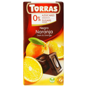 Чорний шоколад без цукру Torras 75г апельсин