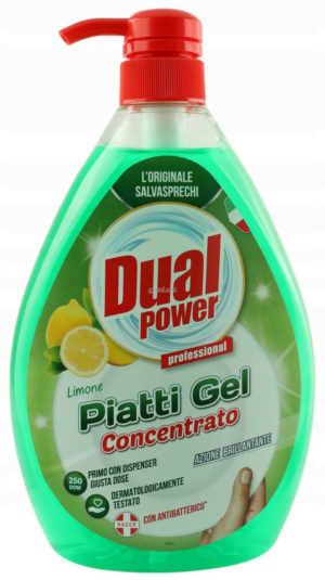 Концентрований засіб для миття посуди DualPower 1л Limone Лимон (6/ящ) 8032680396649